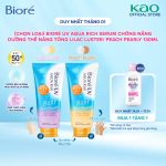 Combo 2 Serum Chống Nắng Dưỡng Thể Nâng Tông Biore UV Aqua Rich Lilac Luster/ Peach pearly 130ml - Ảnh 2